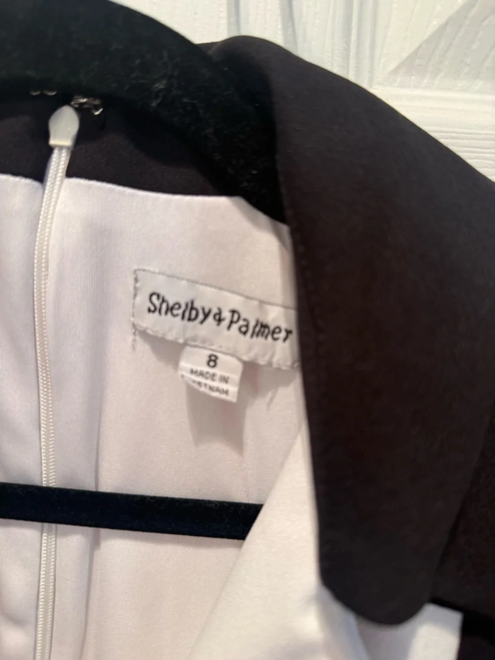 🖤🤍Shelby & Palmer Black White Wrap Style Dress Size 8 Tie Waist Long Sleeve Chic - Picture 3 of 4